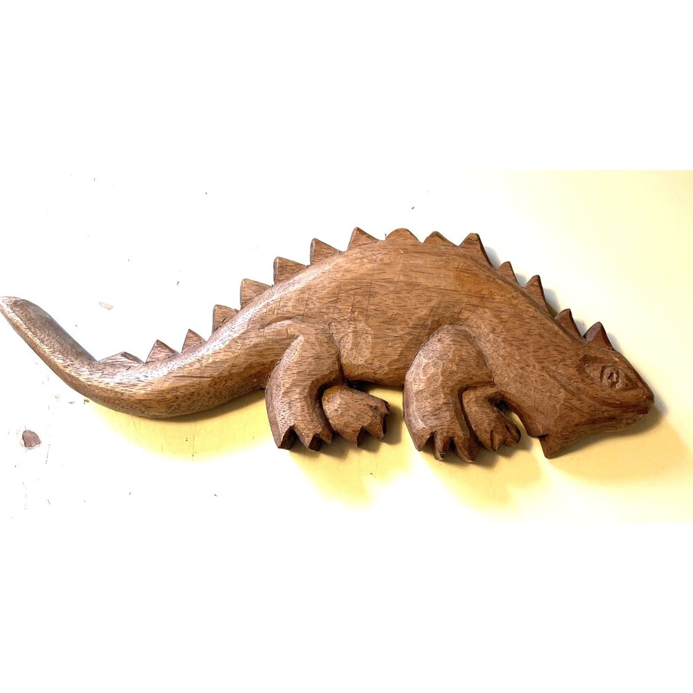 Carved Wood Lizard Signed Thomas Rustic Folk Art Southwestern